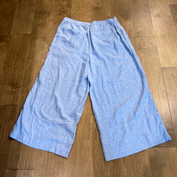 Banana Republic linen blend passion flower blue super wide leg cropped pants XL - Picture 9 of 10